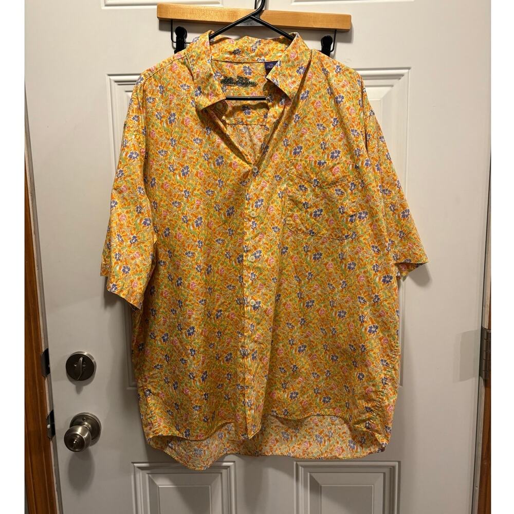 Alan Flusser Shirt Floral Button Up Collared Short Sleeve Size XXL